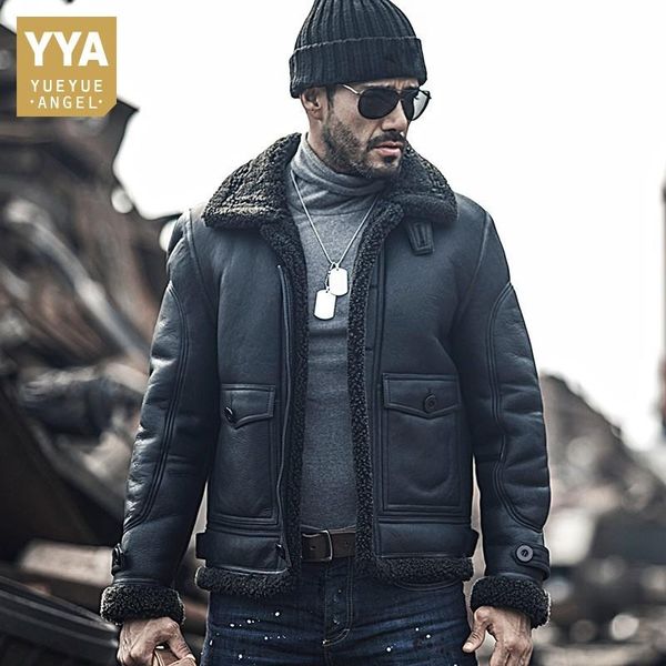 men's leather & faux luxury lambswool sheep shearing mens thick warm jackets genuine long sleeve winter real fur coats plus size, Black
men's leather & faux luxury lambswool sheep shearing mens thick warm jackets genuine long sleeve winter real fur coats plus size, Black
