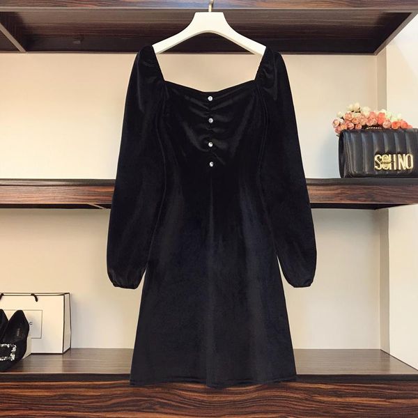 casual dresses fashion plus size elegant party black dress 2021 autumn style button retro solid color a line woman cloth, Black;gray
casual dresses fashion plus size elegant party black dress 2021 autumn style button retro solid color a line woman cloth, Black;gray