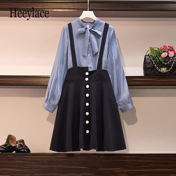 two piece dress plus size 2021 fall bow collar rubble sleeve shirt and high waist straps skirt suits femme office lady sets, White
two piece dress plus size 2021 fall bow collar rubble sleeve shirt and high waist straps skirt suits femme office lady sets, White