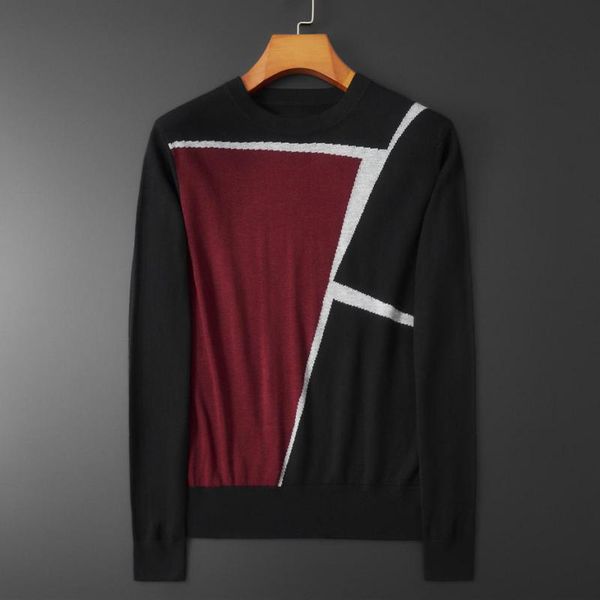 men's sweaters minglu 100% wool male luxury round collar splicing casual fashion slim fit autumn winter man, White;black
men's sweaters minglu 100% wool male luxury round collar splicing casual fashion slim fit autumn winter man, White;black