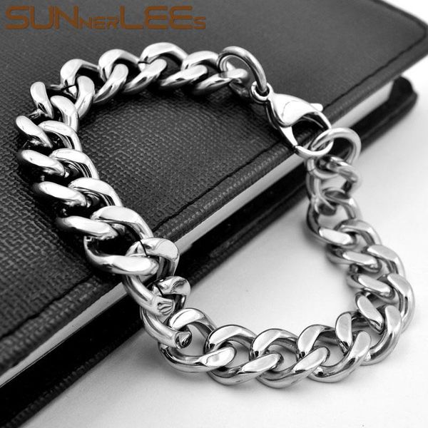 link, chain sunnerlees 316l stainless steel bracelet 11.5mm curb cuban link silver color high polishing men women jewelry sc216 b, Black
link, chain sunnerlees 316l stainless steel bracelet 11.5mm curb cuban link silver color high polishing men women jewelry sc216 b, Black
