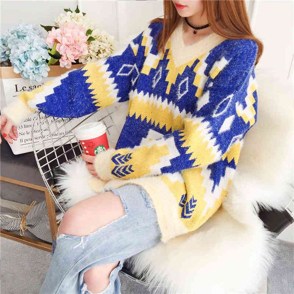 women's sweaters new loose v-neck hedging long-sleeved student spring sweater pfku, White;black
women's sweaters new loose v-neck hedging long-sleeved student spring sweater pfku, White;black
