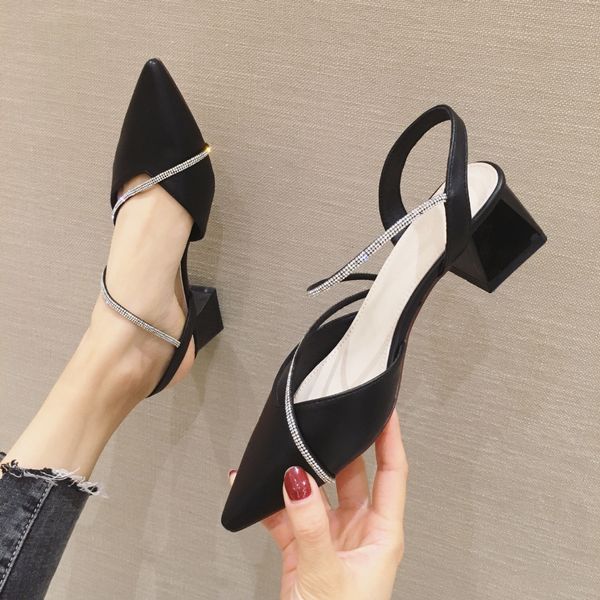 2020 summer new baotou sandals womens semi-high heeled all-match fairy pointed chunky heel high heels crystal fashion shoes, Black
2020 summer new baotou sandals womens semi-high heeled all-match fairy pointed chunky heel high heels crystal fashion shoes, Black