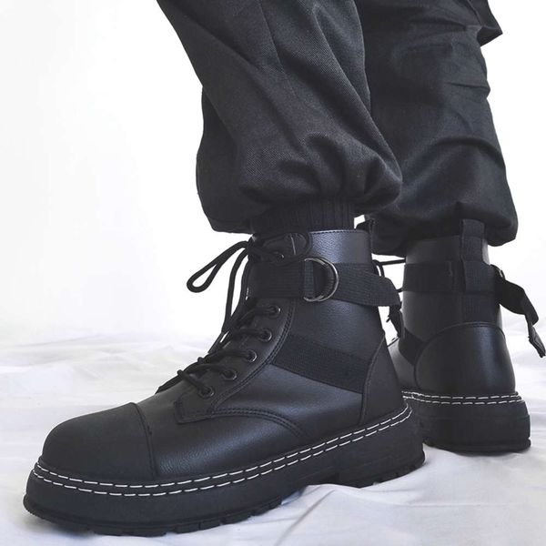 british dark black tooling martin trendy boys handsome locomotive boots shinjuku versatile high shoes, White;red
british dark black tooling martin trendy boys handsome locomotive boots shinjuku versatile high shoes, White;red