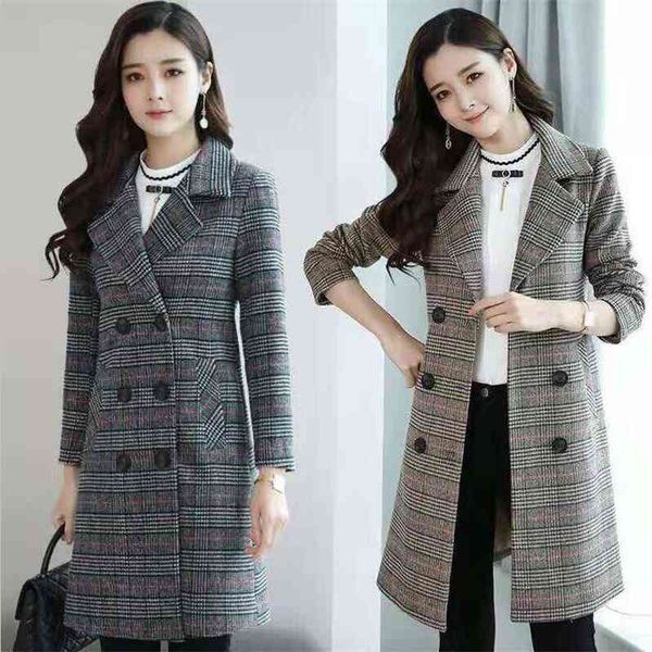 women's wool & blends coat winter autumn fashion elegant plaid slim long tweed en outerwear female plus size s-6xl 2xa4, Black
women's wool & blends coat winter autumn fashion elegant plaid slim long tweed en outerwear female plus size s-6xl 2xa4, Black