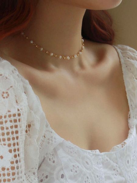 mswant french style natural freshwater gold pearl necklace women choker clavicle chain temperament light luxury minority, Silver
mswant french style natural freshwater gold pearl necklace women choker clavicle chain temperament light luxury minority, Silver