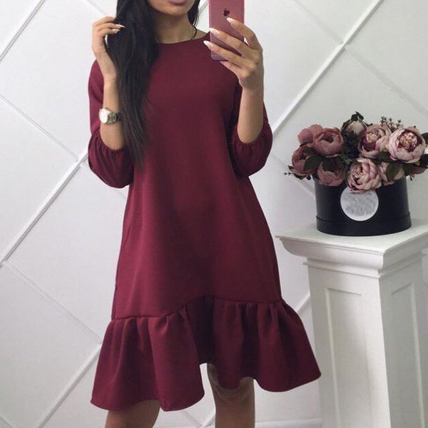 casual dresses loose flounce dress lantern sleeve round neck long summer women beach spring club, Black;gray
casual dresses loose flounce dress lantern sleeve round neck long summer women beach spring club, Black;gray