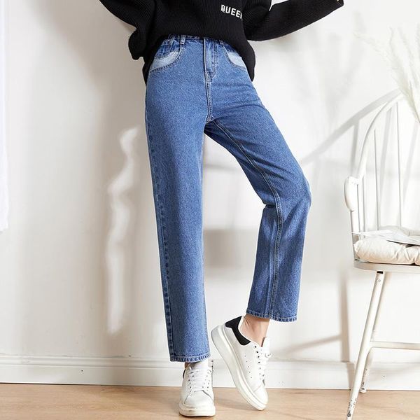 arrival 2021 autumn matching pocket straight jeans women warm comfortable girls straight1, Blue 
arrival 2021 autumn matching pocket straight jeans women warm comfortable girls straight1, Blue