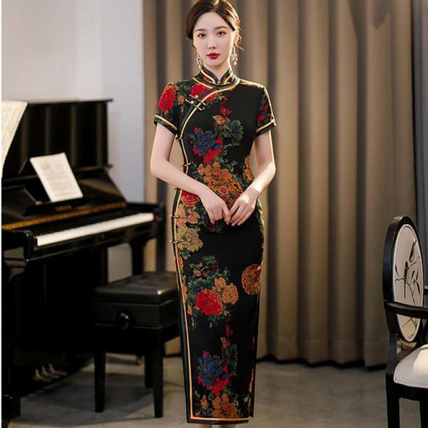 ethnic clothing women print flower satin cheongsam mandarin collar vintage button qipao high split banquet party dress gown long vestid, Red
ethnic clothing women print flower satin cheongsam mandarin collar vintage button qipao high split banquet party dress gown long vestid, Red