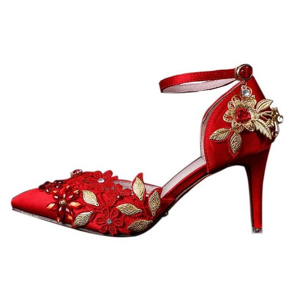 dress shoes classic bride red lace flower satin wedding with gold decoration pointed toe ankle straps sandals bridesmaid, Black
dress shoes classic bride red lace flower satin wedding with gold decoration pointed toe ankle straps sandals bridesmaid, Black