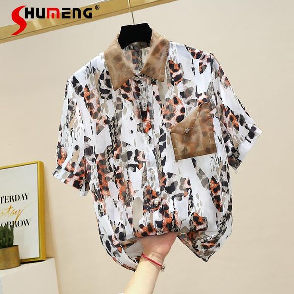 women's blouses & shirts 2021 summer western style fashion loose ladies leopard print chiffon women shirt short sleeve simple button up, White
women's blouses & shirts 2021 summer western style fashion loose ladies leopard print chiffon women shirt short sleeve simple button up, White