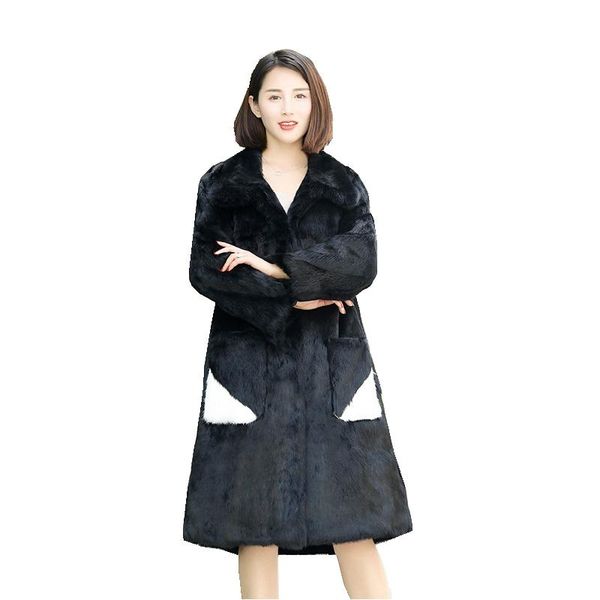 women's fur & faux lady real wholeskin coat jacket turn down collar 100cm length winter genuine women x-long trench coats lf4282, Black
women's fur & faux lady real wholeskin coat jacket turn down collar 100cm length winter genuine women x-long trench coats lf4282, Black