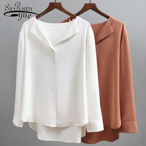2021 spring blusas loose women and blouses solid chiffon blouse women long sleeve button women shirt office lady clothing 210315, White
2021 spring blusas loose women and blouses solid chiffon blouse women long sleeve button women shirt office lady clothing 210315, White