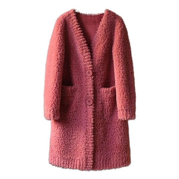 women's fur & faux women 2021 winter fashion mid-long sheep shearing outwears female real wool coats ladies solid color v-neck overcoat, Black
women's fur & faux women 2021 winter fashion mid-long sheep shearing outwears female real wool coats ladies solid color v-neck overcoat, Black