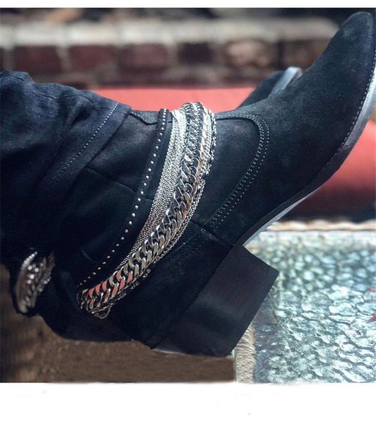t-stage fashion genuine leather lux men pionted toe 5cm heel tassel chain wedge ankle boots, Black
t-stage fashion genuine leather lux men pionted toe 5cm heel tassel chain wedge ankle boots, Black