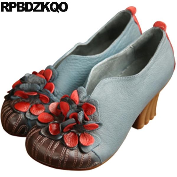 round toe blue genuine leather 2021 retro thick unique floral ladies flower handmade women shoes high heels vintage spring, Black
round toe blue genuine leather 2021 retro thick unique floral ladies flower handmade women shoes high heels vintage spring, Black
