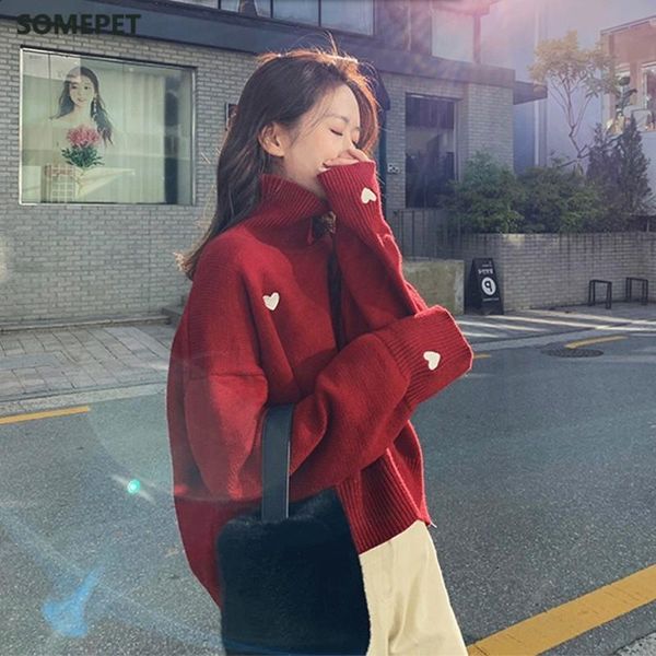 turtleneck knit sweater women loose cute heart pattern pullovers autumn casual long sleeve sweater pullover female jumper, White;black
turtleneck knit sweater women loose cute heart pattern pullovers autumn casual long sleeve sweater pullover female jumper, White;black