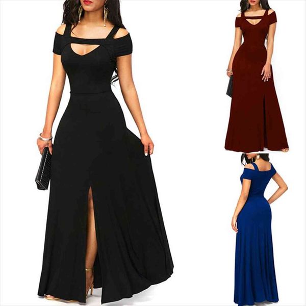 summer elegant party evening womens dress vestidos blue slim maxi female v neck off shoulder long robe, Black;gray
summer elegant party evening womens dress vestidos blue slim maxi female v neck off shoulder long robe, Black;gray