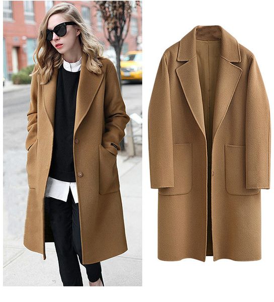 designer winter black coat for women wide lapel pocket woollen cloth & polyester wool blend coat oversize long trench coats ou, Tan;black
designer winter black coat for women wide lapel pocket woollen cloth & polyester wool blend coat oversize long trench coats ou, Tan;black