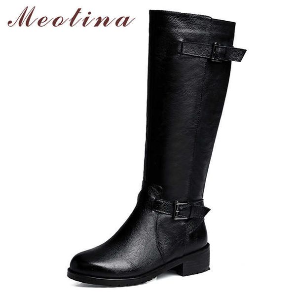meotina women riding boots winter natural genuine leather zipper thick heels knee high boots buckle tall shoes lady autumn 34-39 210608, Black
meotina women riding boots winter natural genuine leather zipper thick heels knee high boots buckle tall shoes lady autumn 34-39 210608, Black