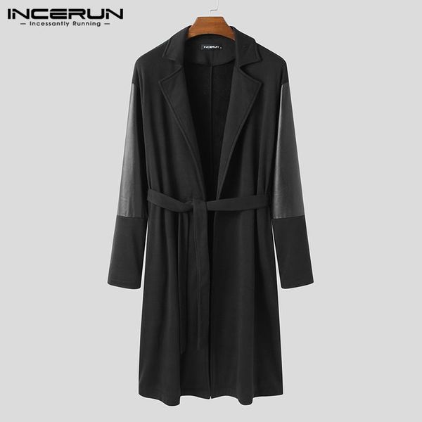 incerun fashion men coats streetwear open stitch pu leather patchwork lapel long sleeve trench men casual windbreaker with belt, Tan;black
incerun fashion men coats streetwear open stitch pu leather patchwork lapel long sleeve trench men casual windbreaker with belt, Tan;black