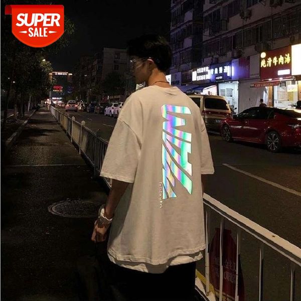 t-shirt men summer 2020 new 100% cotton reflective printed short-sleeved loose wild tide brand round neck couple tshirt #am0j, White;black
t-shirt men summer 2020 new 100% cotton reflective printed short-sleeved loose wild tide brand round neck couple tshirt #am0j, White;black