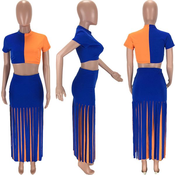 patchwork colors tassel skirt sets women matching sets short sleeve crop high waist elastic skinny long skirts two pieces, White
patchwork colors tassel skirt sets women matching sets short sleeve crop high waist elastic skinny long skirts two pieces, White