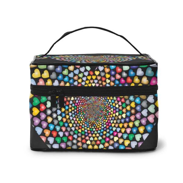 women cosmetic bag makeup case prismatic hearts vortex heart make up storage pouch toiletry beauty wash bag
women cosmetic bag makeup case prismatic hearts vortex heart make up storage pouch toiletry beauty wash bag