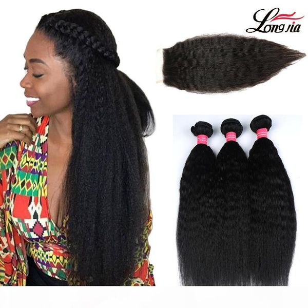 charmingqueen malaysian yaki straight hair weave bundles with closure part 100% kinky straight human hair 3 bundles with lace closure, Black 
charmingqueen malaysian yaki straight hair weave bundles with closure part 100% kinky straight human hair 3 bundles with lace closure, Black