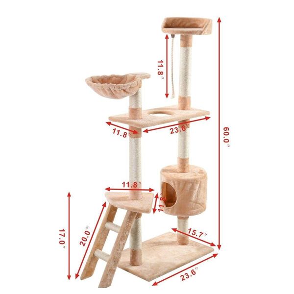 60" cat tree tower condo scratcher furniture kitten pet house h jllmcq insyard
60" cat tree tower condo scratcher furniture kitten pet house h jllmcq insyard