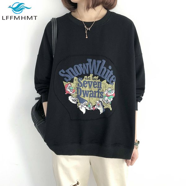 2021 new women spring fall fashion cotton long sleeve pullover letter cartoon print sweatshirt female large size thin chic streetwear si, Black
2021 new women spring fall fashion cotton long sleeve pullover letter cartoon print sweatshirt female large size thin chic streetwear si, Black