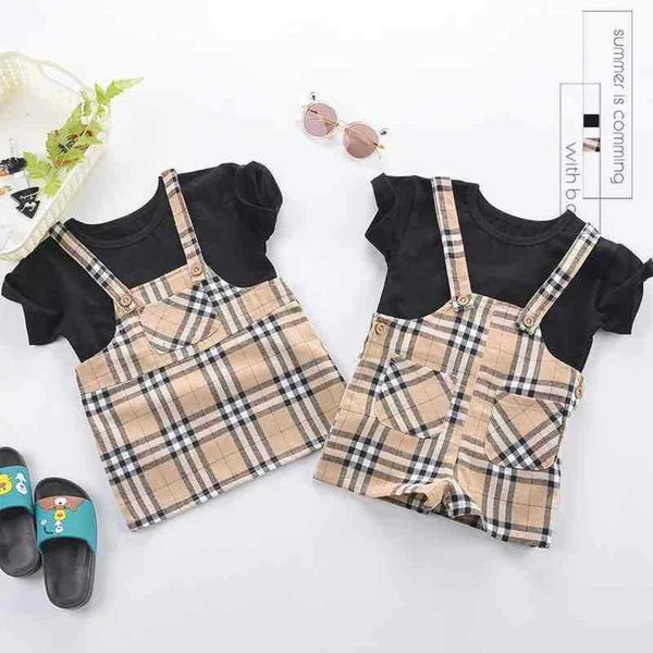 20 new children's summer suspenders suit two piece plaid skirt for boys and girls, Blue
20 new children's summer suspenders suit two piece plaid skirt for boys and girls, Blue