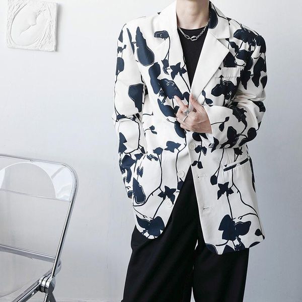 men's suits & blazers 2021 flower printed single breasted suit jackets fashion casual coat formal western-style clothes, White;black
men's suits & blazers 2021 flower printed single breasted suit jackets fashion casual coat formal western-style clothes, White;black