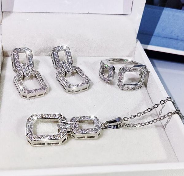 earrings & necklace gorgeous women jewelry set shiny zircon three-piece bridal ring square, Silver
earrings & necklace gorgeous women jewelry set shiny zircon three-piece bridal ring square, Silver