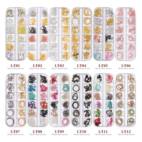 nail art decorations 12 grids 3d metal studs chain design nails decor diy crafts accessories for salon home use, Silver;gold
nail art decorations 12 grids 3d metal studs chain design nails decor diy crafts accessories for salon home use, Silver;gold
