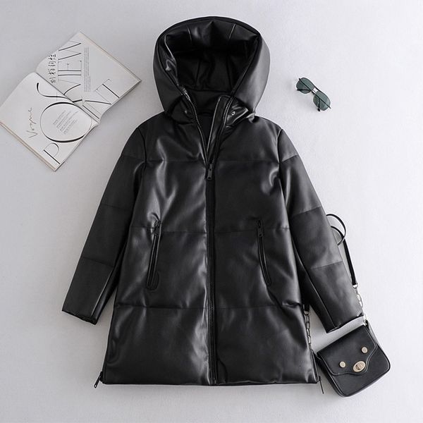 2021 new winter women thick warm oversize faux leather hoodie parkas zipper long jacket coat female outwear loose overcoat aw2g, Black
2021 new winter women thick warm oversize faux leather hoodie parkas zipper long jacket coat female outwear loose overcoat aw2g, Black