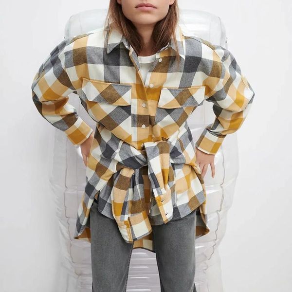 women's blouses & shirts ladies loose yellow shirt long-sleeved plaid printed blouse casual sports top, White
women's blouses & shirts ladies loose yellow shirt long-sleeved plaid printed blouse casual sports top, White