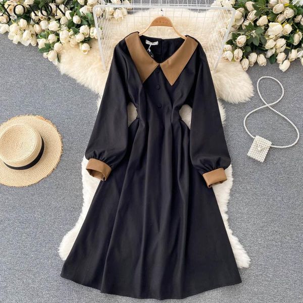 casual dresses french retro style woolen cloth dress women waist pu leather lapel elegant temperament midi for vestido de mujer, Black;gray
casual dresses french retro style woolen cloth dress women waist pu leather lapel elegant temperament midi for vestido de mujer, Black;gray