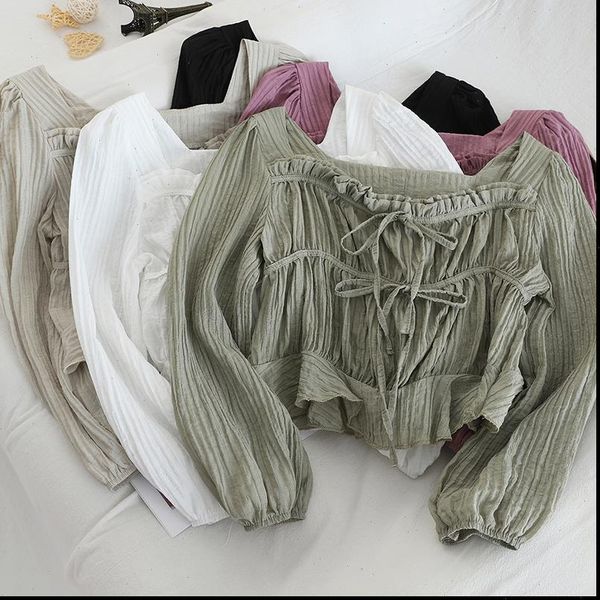 women slash neck puff lantern sleeve basic ruffles pleated shirt vintage short elastic slim bandage strap pullover blouse, White
women slash neck puff lantern sleeve basic ruffles pleated shirt vintage short elastic slim bandage strap pullover blouse, White