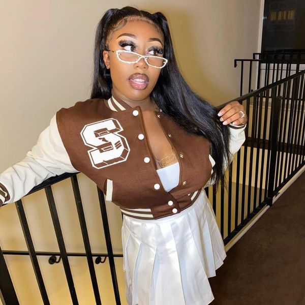 women's jackets patchwork short jacket women autumn casual letter print button baseball coat varsity y2k fashion sporty sweatshirts who, Black;brown
women's jackets patchwork short jacket women autumn casual letter print button baseball coat varsity y2k fashion sporty sweatshirts who, Black;brown