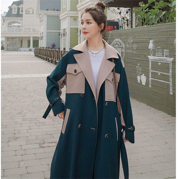 2021 chic women's windbreaker spring autumn new korean style temperament fashion trench coat belt long female overcoat y635 6vzi, Tan;black
2021 chic women's windbreaker spring autumn new korean style temperament fashion trench coat belt long female overcoat y635 6vzi, Tan;black