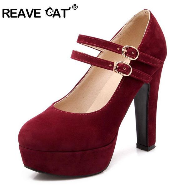 dress shoes reave cat women high heels pumps platform round toe thick suede mary janes bridal buckle spring party big size 44 47, Black
dress shoes reave cat women high heels pumps platform round toe thick suede mary janes bridal buckle spring party big size 44 47, Black