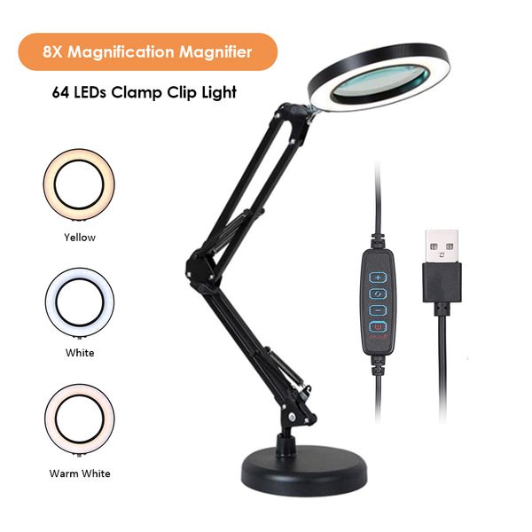 2021 new folding 8x illuminated usb 3 colors 64 led magnifying glass for repairing weld iron/lamp table/care beauty tool u192
2021 new folding 8x illuminated usb 3 colors 64 led magnifying glass for repairing weld iron/lamp table/care beauty tool u192