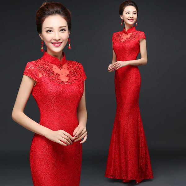 ethnic clothing red bride cheongsam oriental wedding party evening dress chinese traditional womens qipao lace long robe retro vestidos
ethnic clothing red bride cheongsam oriental wedding party evening dress chinese traditional womens qipao lace long robe retro vestidos