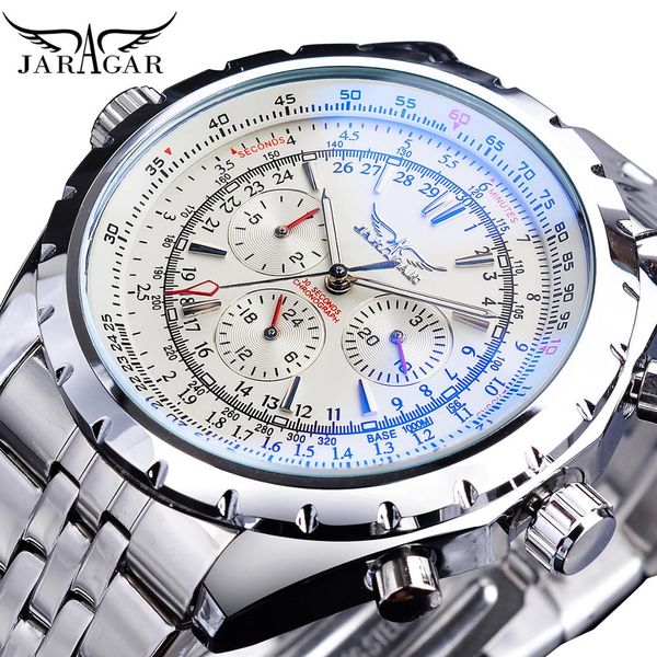 jaragar white dial automatic watch complete calendar silver stainless steel luminous business sport mechanical date wristwatchg, Slivery;brown
jaragar white dial automatic watch complete calendar silver stainless steel luminous business sport mechanical date wristwatchg, Slivery;brown