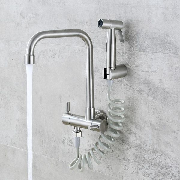 304 stainless steel into the wall horizontal single cold faucet balcony spray gun set bidet nozzle double control double opening
304 stainless steel into the wall horizontal single cold faucet balcony spray gun set bidet nozzle double control double opening