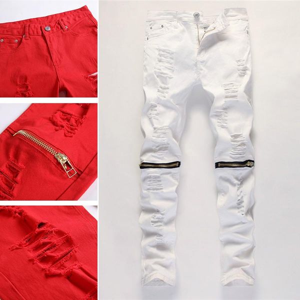 men loose zipper tooling straight personality long pants new high street fashion brand ripped jeans, Blue
men loose zipper tooling straight personality long pants new high street fashion brand ripped jeans, Blue