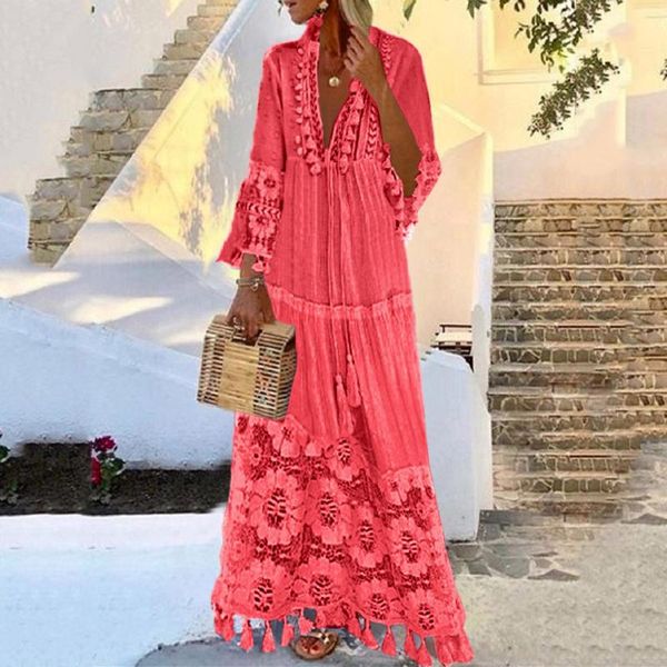casual dresses y2k dress women fashion bohemian large size v-neck solid color lace tassel long slevess maxi vesridos talla grande, Black;gray
casual dresses y2k dress women fashion bohemian large size v-neck solid color lace tassel long slevess maxi vesridos talla grande, Black;gray
