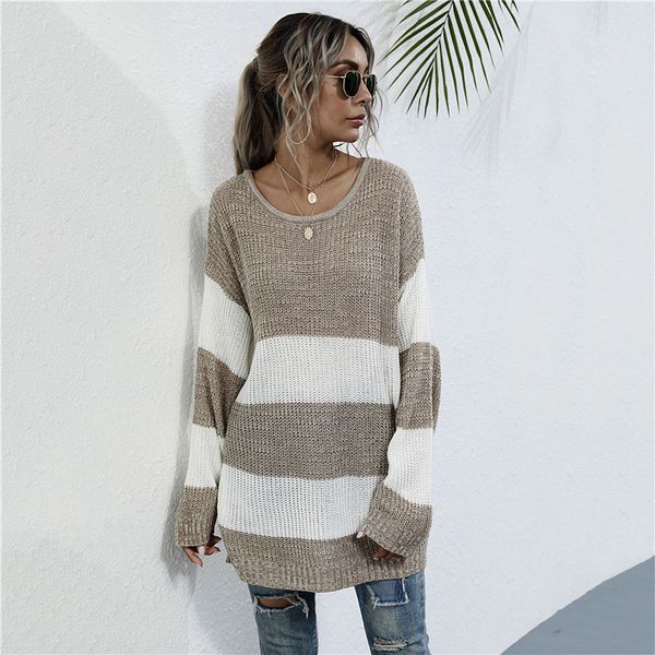 2021 autumn winter jumper casual full sleeve striped plus size knitted pullovers sweater for women new fk1o, White;black
2021 autumn winter jumper casual full sleeve striped plus size knitted pullovers sweater for women new fk1o, White;black