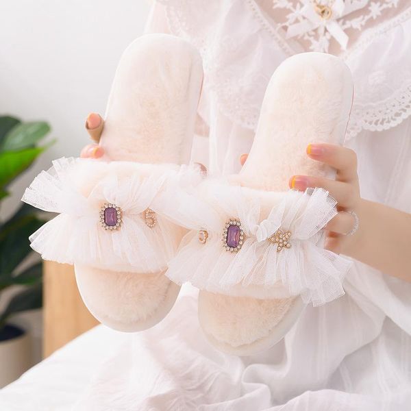 slippers luxury chic home rhinestone women fur lace edge upper indoor ladies plush shoes bedroom mute non-slip fluffy, Black
slippers luxury chic home rhinestone women fur lace edge upper indoor ladies plush shoes bedroom mute non-slip fluffy, Black